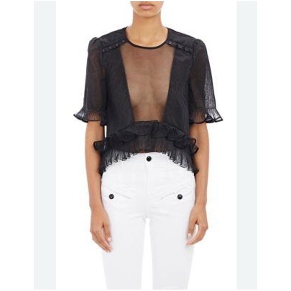 Isabel Marant Tops - Isabel Marant organza pleated cathode ruffle blouse black size 40 US 8